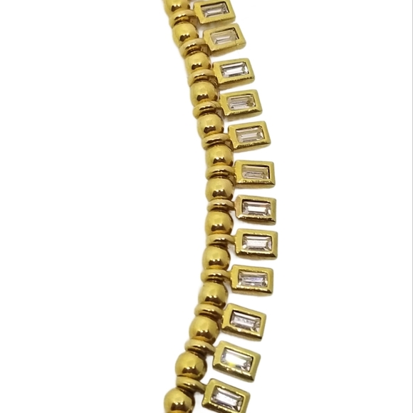 MONET VINTAGE 1960s GOLDTONE & CRYSTAL CLEOPATRA FRINGE COLLAR NECKLACE - Picture 5 of 8